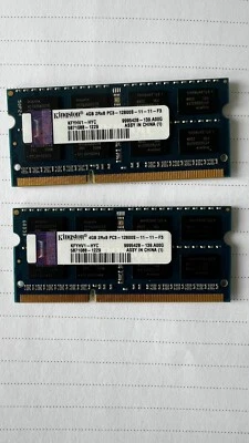 Lot Of 2- KINGSTON 4GB 2RX8 PC3-12800S-11-11-F3 MEMORY CARD 1600D3S1ELD/4GE310 - Image 1 of 2