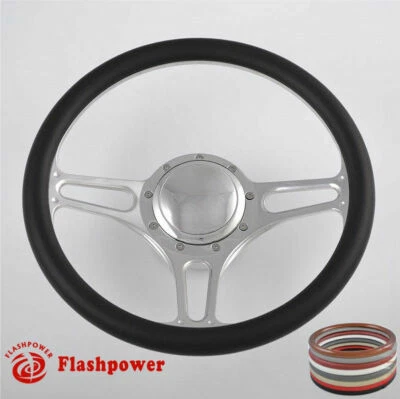 Kit de volante de aluminio de 9 orificios Billet de 14" con botón de bocina y adaptador Foto 1 de 4