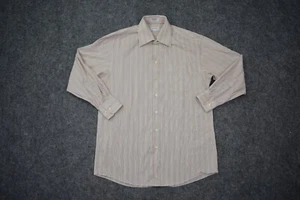Concepts by Claiborne Shirt Adult 16 32/33 Beige Stripes Long Sleeve No Iron Men - Picture 1 of 12