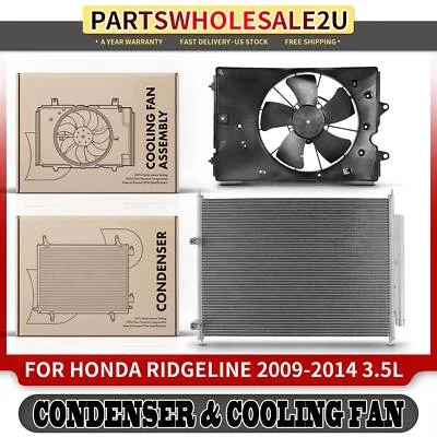 Kit de montaje de condensador y ventilador de refrigeración de CA para Honda Ridgeline 09-14 3,5 L con cubierta Foto 1 de 4