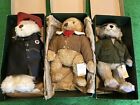 3 Vintage NOS Lot Texaco Bears Flying Pilot Ace, Fire Chief, and Tex With Boxes