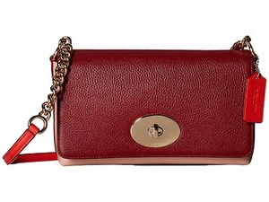 NWT COACH BLACK CHERRY COLORBLOCK CROSSTOWN LEATHER BAG $195 - Picture 1 of 7