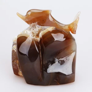 597 4.1" Natural Geode Agate Quartz Crystal Hand Carved Dolphin Carving 0112 - Picture 1 of 8