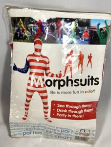 MORPHSUITS Red White Blue bodysuit American FLAG adult costume size L 5'4"-5'10" - Imagen 1 de 5