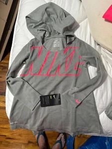 Nike Dri-Fit Pullover Mädchen 6x Hoodie Grau. Neu Mit Etikett - Bild 1 von 6
