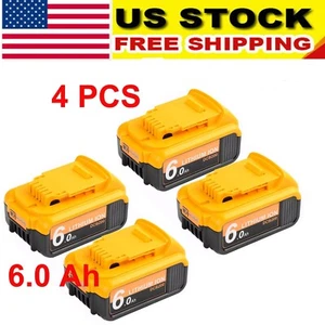 4 Pack 6.0AH Lithium Battery For DeWalt 20V Max XR DCB200 DCB206-2 DCB205-2 - Picture 1 of 5