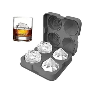 Ice Cube Tray, 2.5inch Ice Cube Molds, 2 Cavity Silicone Rose & 2 1 Gray - Picture 1 of 7
