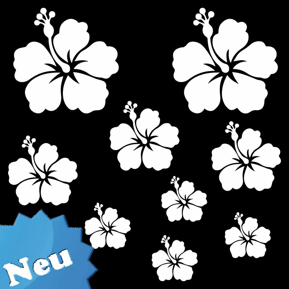 Hibisco XXL 9X Pegatina Pared Adhesivo Coche Flores Pegatinas Blanco - Imagen 1 de 1