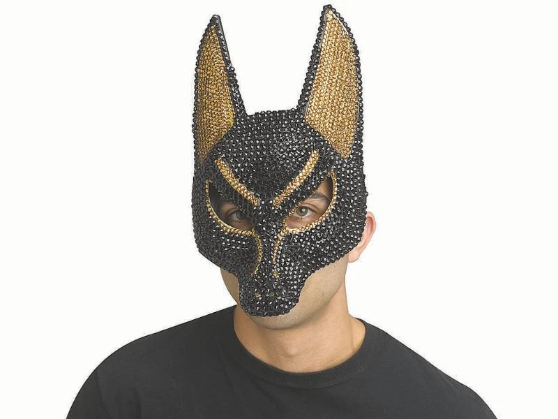 Anubis Mask Gold Bling Egyptian God Costume Headpiece Adult Halloween Costume - Image 1 of 1