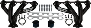 NEW BLOCK HUGGER SHORTY FLAT BLACK HEADERS,SBF WINDSOR 260-351,GT40P,V-8,RAT ROD - Picture 1 of 2