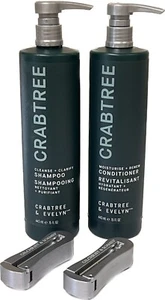 Crabtree & Evelyn Moisturize + Renew Shampoo & Conditioner Set 15oz + 2 Brackets - Picture 1 of 12