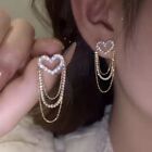 Fashion Pearl Tassel Zircon Earrings Stud Drop Dangle Jewelry Women Party Gift
