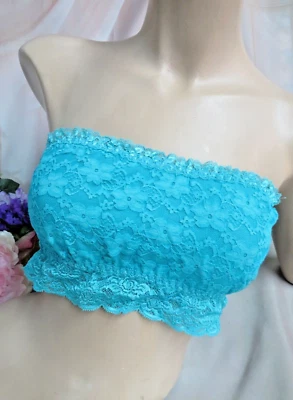 Fashion Forms Bandeau Lace Bra Stretch Turquoise Strapless Camisole Bralette M - Изображение 1 из 4