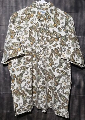 Cuchara de Lluvia Tradicional Pullover Paisley Aloha Camisa Hawaiana Talla L Verde Foto 1 de 4