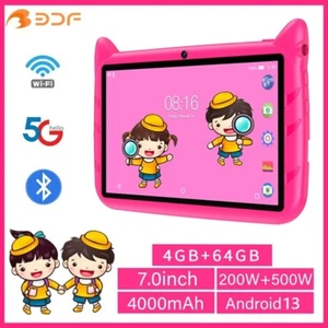 BDF 7 Inch Kids Tablet Android 13 4GB RAM 64GB ROM Dual Camera 4000mAh 5G WiFi - Picture 1 of 28