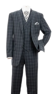 Men's 2 button Jacket with Vest, double vents flat Front pants Modern Fit 5702V7 - Picture 1 of 8