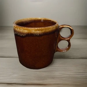 Vintage Brown Drip Trigger Handle Mugs, Marked MC USA, McCoy Pottery - Picture 1 of 5