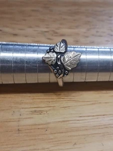 Black Hills Gold Leaf Ring 12K Sterling Size 5.75 Free Shipping Lot#6 - Picture 1 of 6