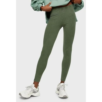 Topshop女式基本款棉混纺踝打底裤绿色 XS 0-2 MSRP $28 — 第 1/2 张图片