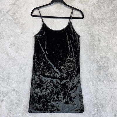 Vestido Victoria's Secret para mujer XS negro terciopelo aplastado sin cordones correa de espagueti mini Foto 1 de 4