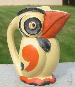 Vintage Art Deco Toucan Pappagallo Kookaburra Bird Brocca Creamer Giappone Ceramica Vecchia - Foto 1 di 6