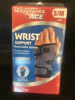 Ace Wrist Brace Support, Left Hand-S/M Gel/antimicrobial. Latex Free, New in Box - Image 1 of 3