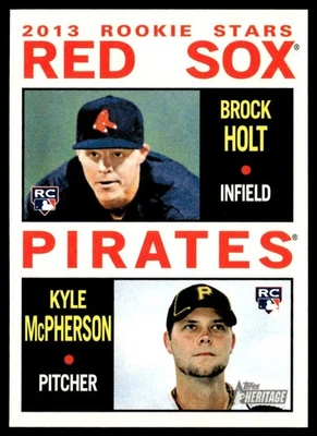 2013 Topps Heritage Brock Holt/Kyle McPherson Rookie Boston Red Sox/Pittsburgh - Image 1 of 2