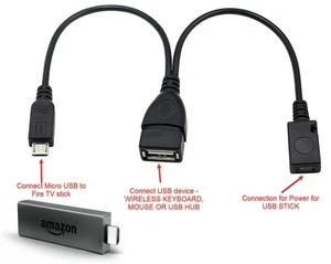 USB Port OTG Cable Adapter f Firestick 4K Stick Amazon TV USB add Keyboard lot - Bild 1 von 22