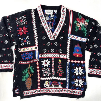 Vintage Northern Isles Hand Knit Christmas Sweater Plus 2X Holiday Fair Isle - Image 1 of 4