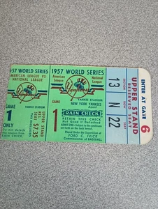 1957 New York Yankees World Series Game 1 Upper Stand Ticket Stub - Bild 1 von 4