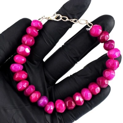 Round Shape Amazing Cut Pink Ruby 153. Cts Beaded Excellent Bracelet RK 57 E685 - Image 1 of 3