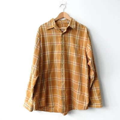VINTAGE Plaid Shirt Mens XL Wool Mustard Button Down Boxy Windowpane USA VIYELLA - Image 1 of 4