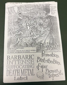 RARE 90's Death Black Metal Zine Record Catalog Mail Order List - Bild 1 von 4