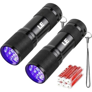 Kompakte 2er-Pack UV Taschenlampe mit 9 LEDs und 395nm für Heimtier Detektion - Bild 1 von 2