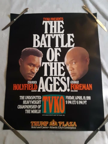 GEORGE FOREMAN VS EVANDER HOLYFIELD FIGHT POSTER 1991 TRUMP PLAZA ORIGINAL Cover