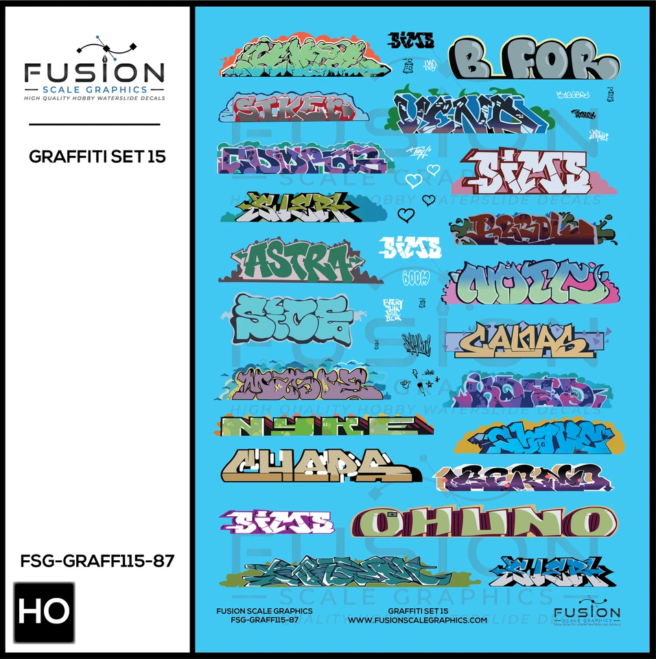 HO Scale Graffiti Decal Set 15 - Image 1 of 1