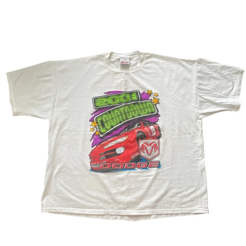 Vintage Nascar 2001 countdown dodge evernham motorsports white t shirt 3XL Cover