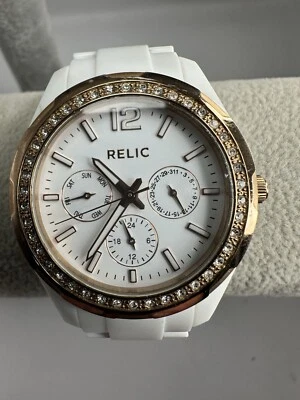 Relic ZR15626 Ladies Watch New Battery 37MM 6.75" White Resin Band D13 - Image 1 of 4