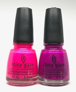 China Glaze Nail Polish Flying Dragon 1011 & Purple Panic 1008 Neons Lacquer