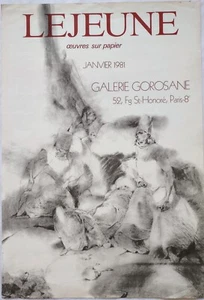 Vintage Paris Art Exhibit Poster LEJEUNE Galerie Gorosane 1981 works on paper - Bild 1 von 1