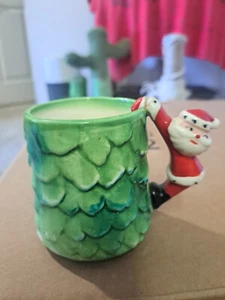 Damaged Handle Rare 1960 Holt Howard Hugging Santa Wintergreen Christmas Mug - Picture 1 of 3