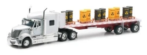 New  Ray 1/32 Int'l Lonestar w/Flatbed Trailer & Toxic Barrel Load  NRY10193 - Picture 1 of 1