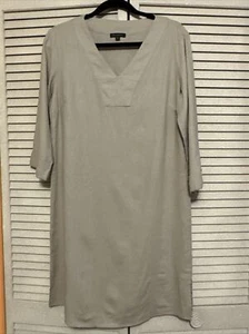 For Cynthia Womens Linen Shift Dress Size M Long Sleeve Beige Minimalist Natural - Picture 1 of 8