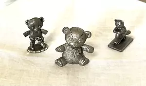 Vintage Pewter Teddy Bears Spoontiques Miniature 3 - Picture 1 of 5