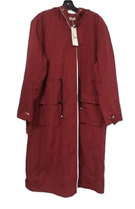 JASAMBAC Womens Rain Jacket Long Raincoat Waterproof with Hood Outwear XL Maroon - Picture 1 of 4