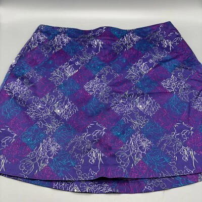 Lady Hagen Womens Purple Floral Print Skort Size 6 - Image 1 of 4