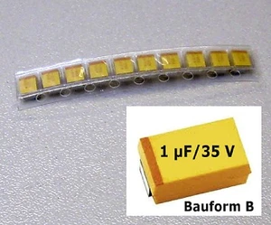 10 Stück SMD Tantal Kondensatoren 1 µF / 35 V - Bauform B (M2006) - Picture 1 of 1