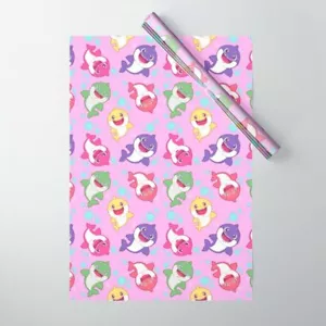 BABY SHARK GIFT WRAP WRAPPING PAPER GIRL 5 ~ 20" x 29" FLAT SHEETS NEW - Picture 1 of 2