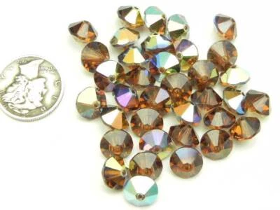 Smoked Topaz AB (8mm) Vintage Swarovski 5307 Faceted Round Spacer Crystal Beads - Image 1 of 3