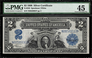 1899 $2 Silver Certificate FR-258 - Mini Porthole - Graded PMG 45 - Choice EF